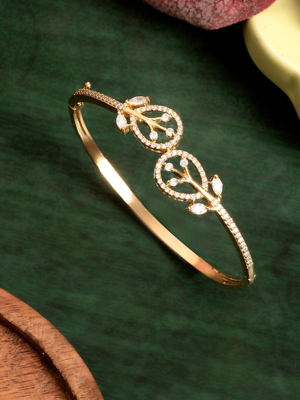 BR-135 Fashion Gold Plated and White Stone Charming Shaped Bracelet for Women Valentine Gift for Girls