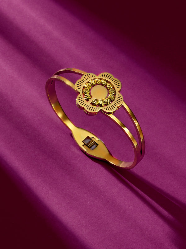 BR-128 Fashion Latest Stylish Gold Plated Crystal Bangle Bracelet for Women and Girls