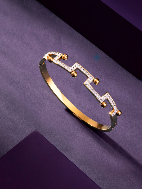 BR-131 Fashion Gold Plated and White Stone Charming Shaped Bracelet for Women Valentine Gift for Girls