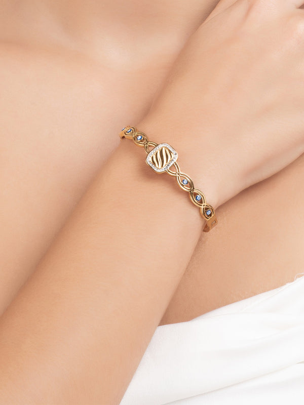 BR -127A Evil's Eye Spring Clasp Rose Gold with Shining Bracelet for Women and Girls