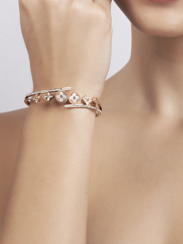 BR-134 Blossom Rose Gold Beauty Bracelet Stainless Steel Openable Bracelets for Women & Girls