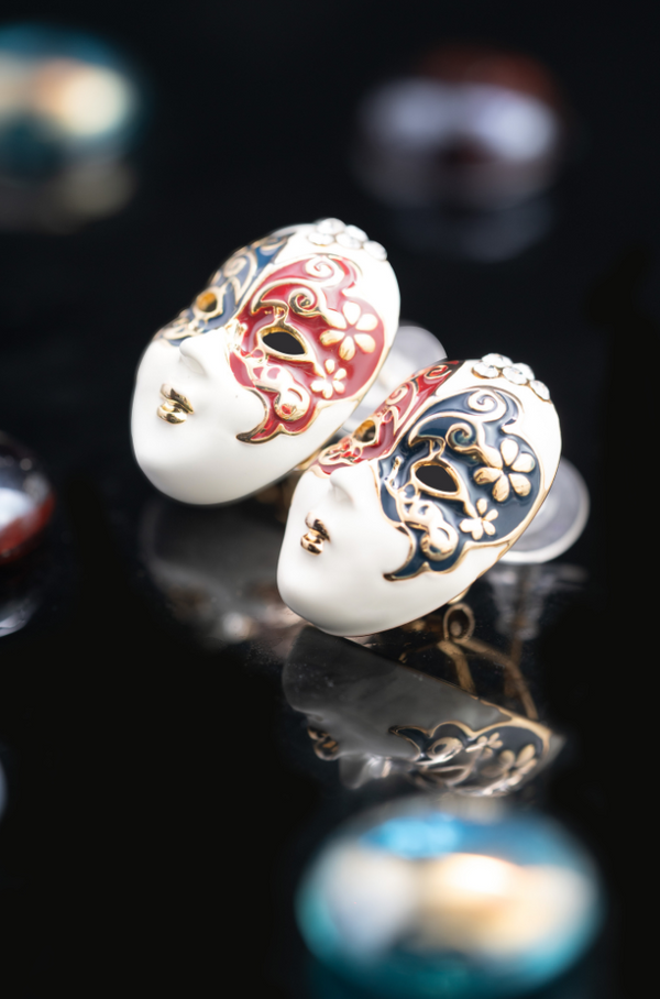 ER-138 Venetian Face Mask Enamel Multicolour Ear Rings