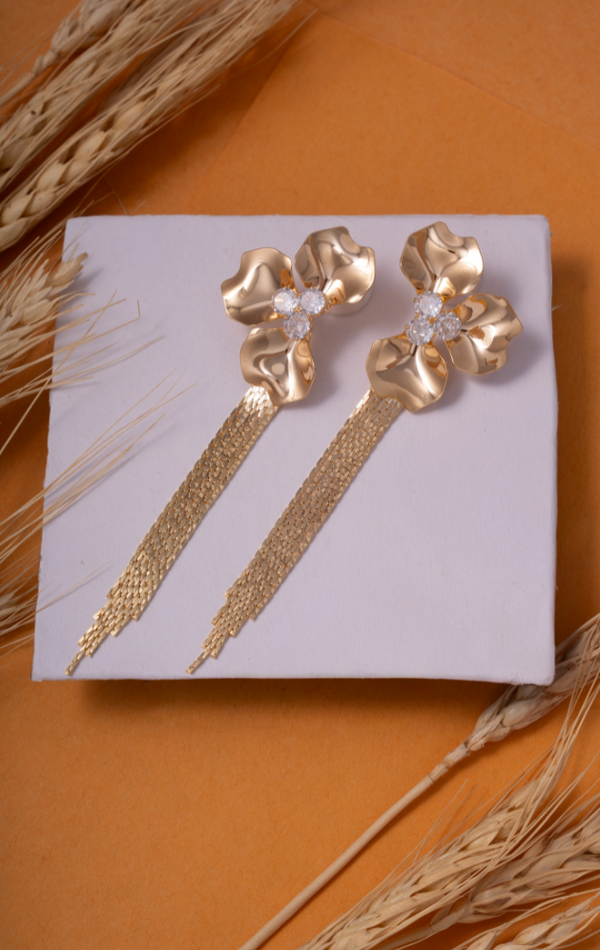 ER-135 Elegant Floral Tassel Earrings