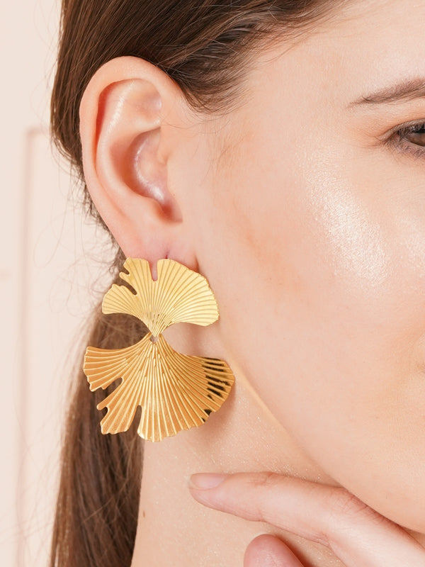 ER-122 Stainless Steel Golden Zircon Butter Fly Shape Earring Set