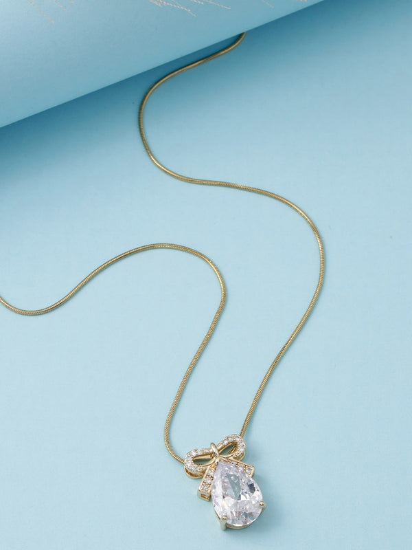 CP-108 Stainless Steel Gold Zercon Knott Chain Pendent