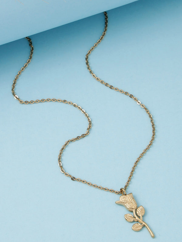 CP-112 Stainless Steel Gold Zercon Flower Chain Pendent