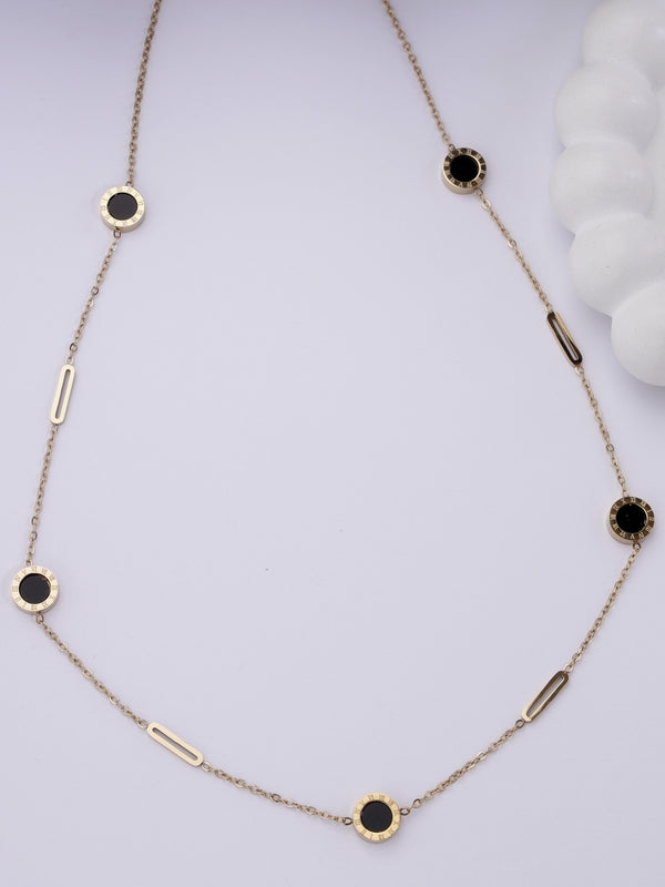 CP-102 Stainless Steel Gold Zercon Circle Chain Pendent